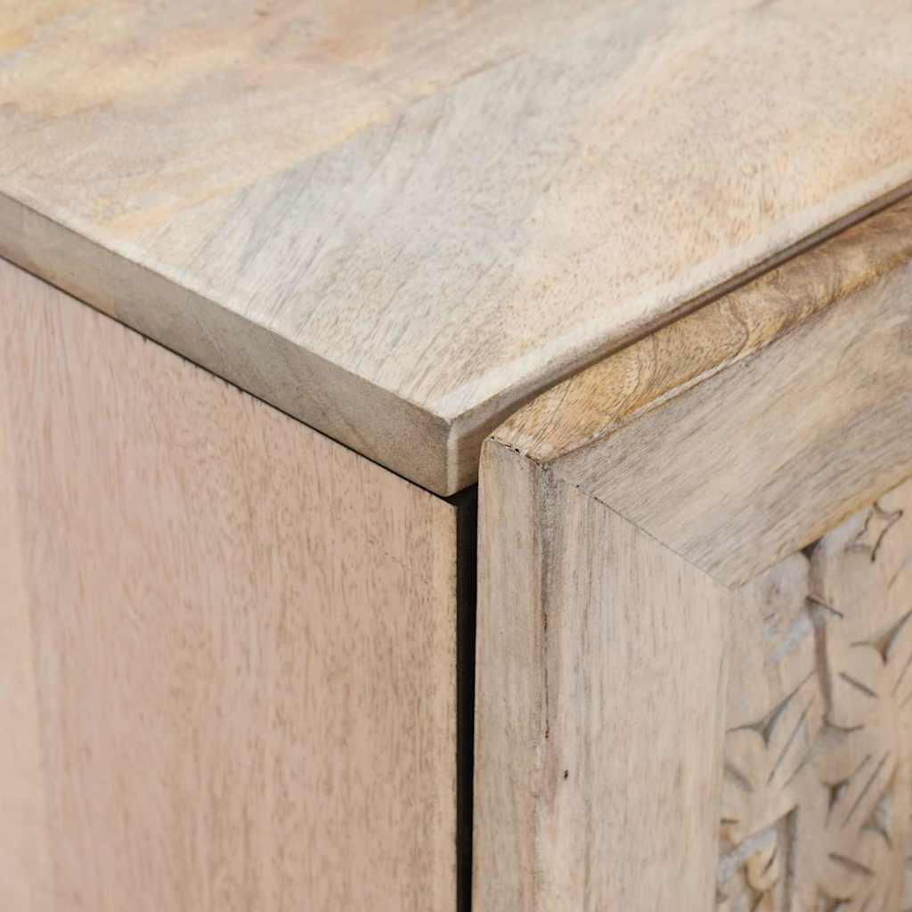 Sideboard Bleached White 90 x 33 x 75 cm Solid Mango Wood