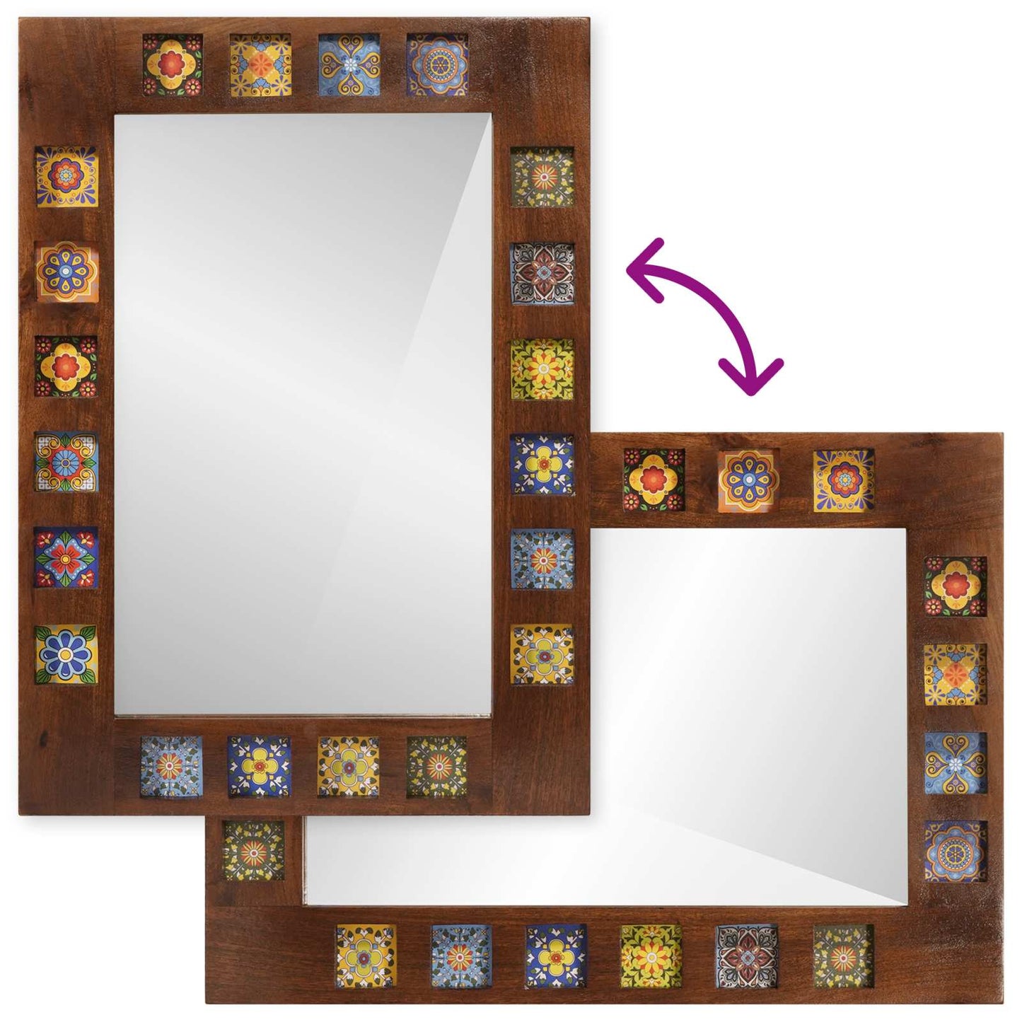 Bathroom Mirror Walnut 50 x 70 x 2.5 cm Solid Mango Wood
