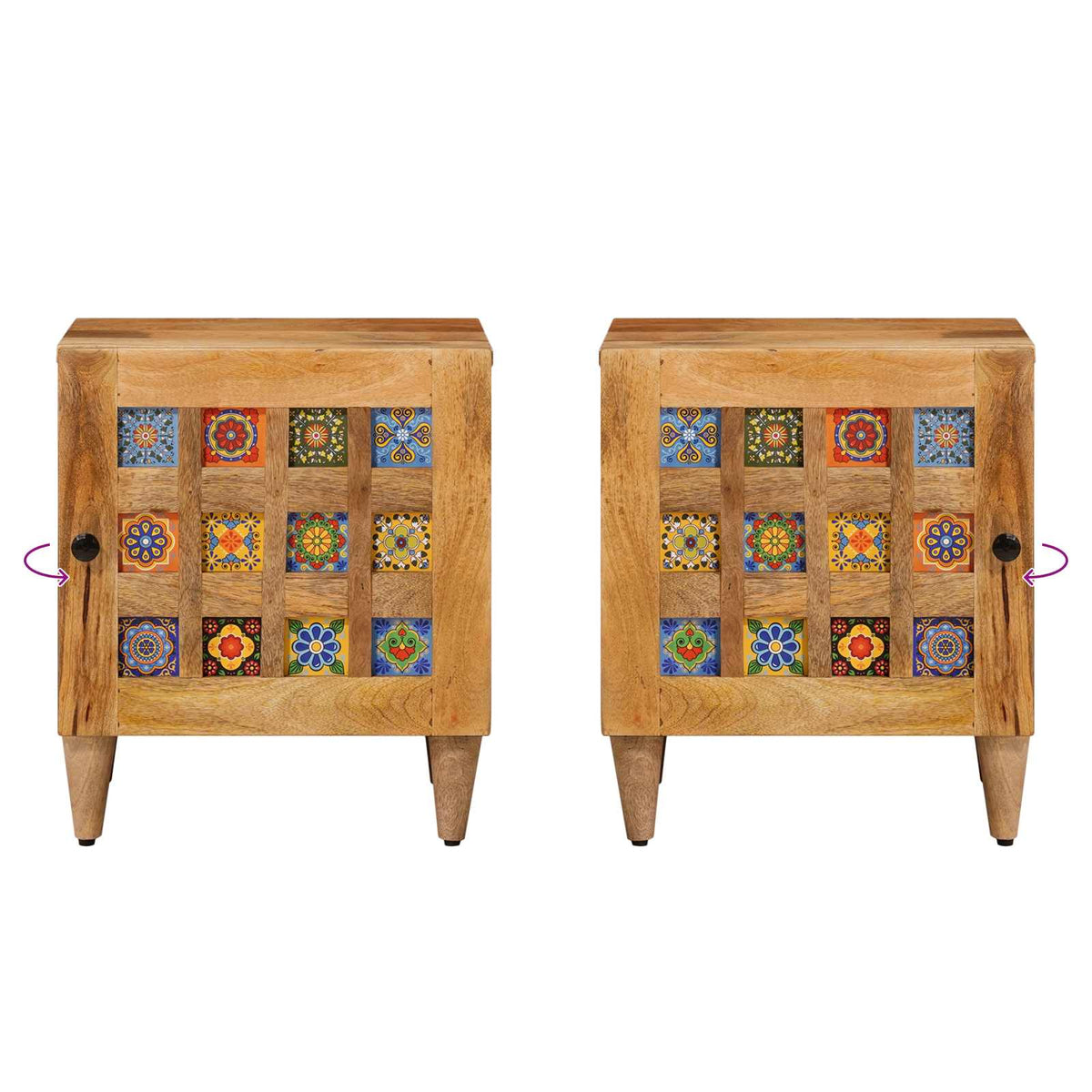 Bedside Cabinet Natural 40 x 33.5 x 46 cm Solid Mango Wood