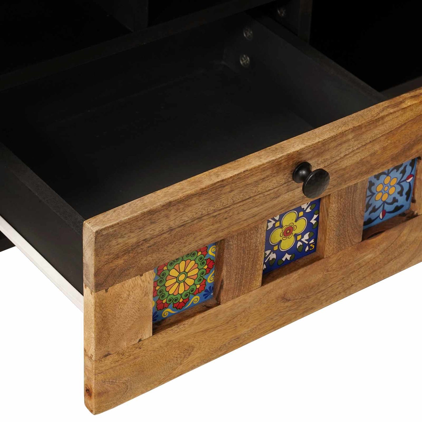 TV Cabinet with Shelf Natural 100 x 33 x 46 cm Solid Mango Wood