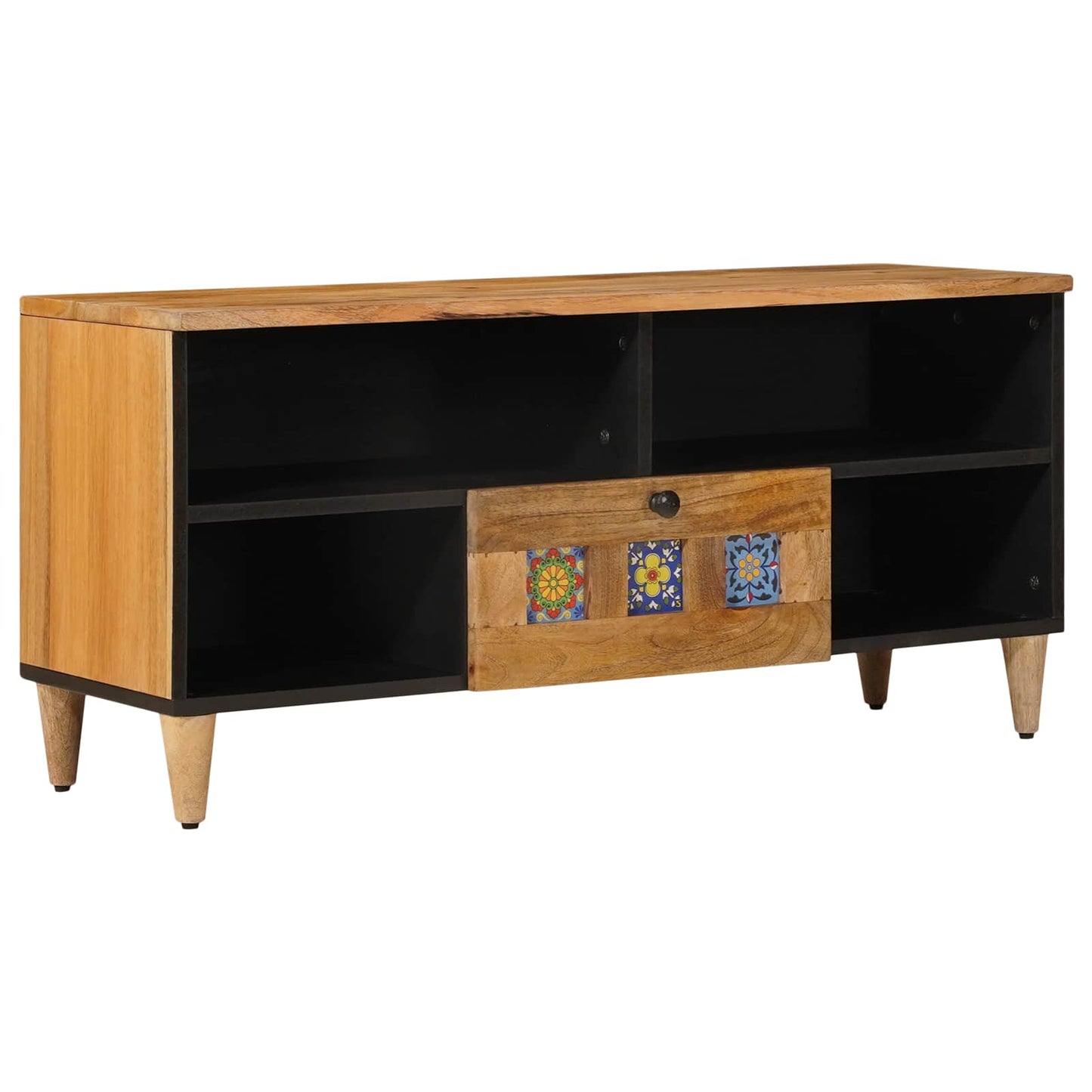TV Cabinet with Shelf Natural 100 x 33 x 46 cm Solid Mango Wood