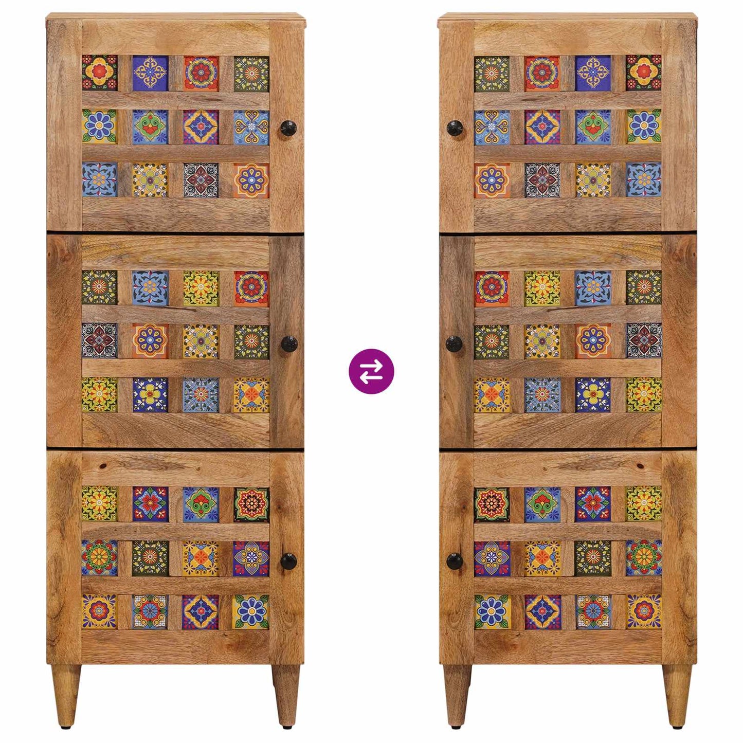 Highboard Natural 40 x 33 x 110 cm Solid Mango Wood