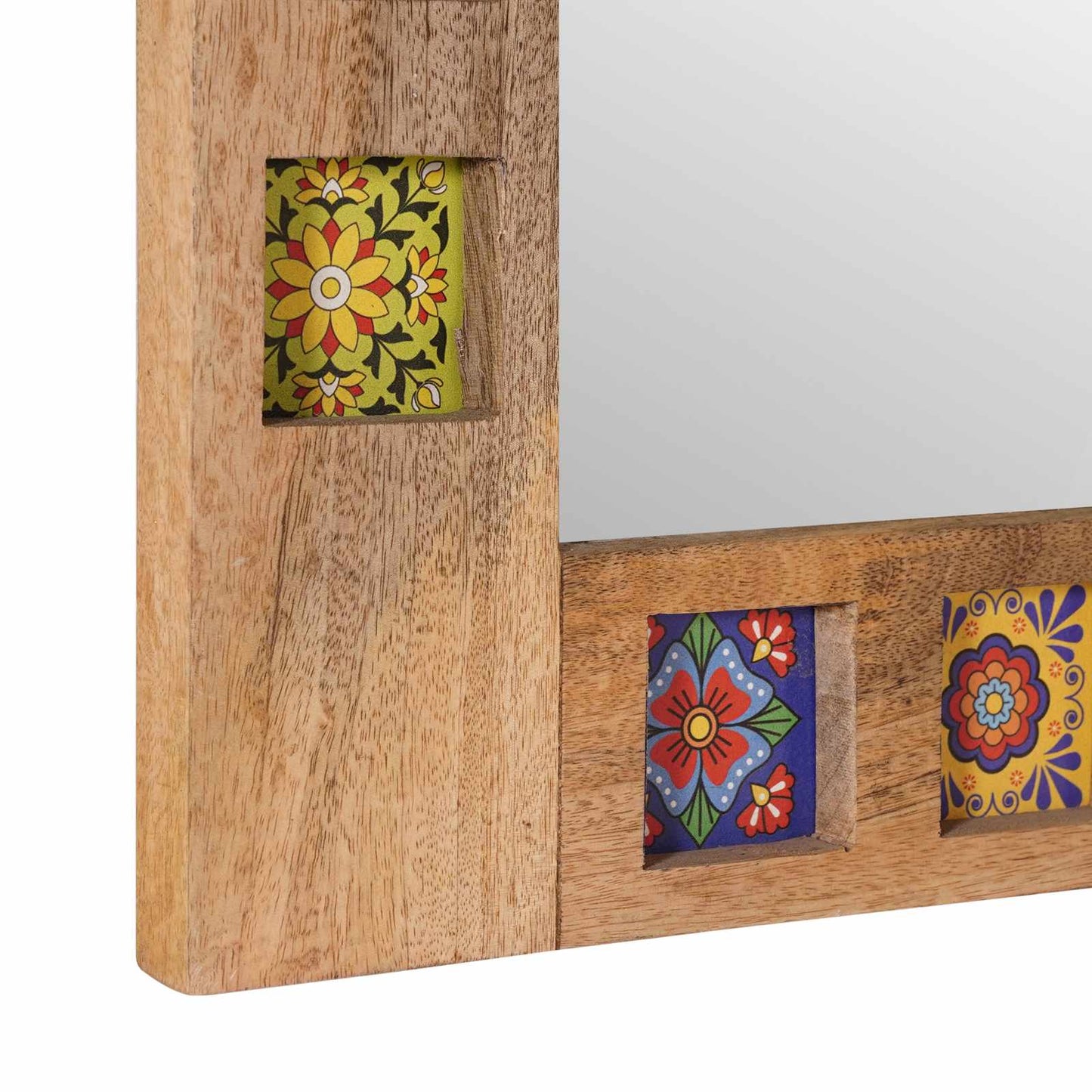 Bathroom Mirror Natural 50 x 70 x 3 cm Solid Mango Wood