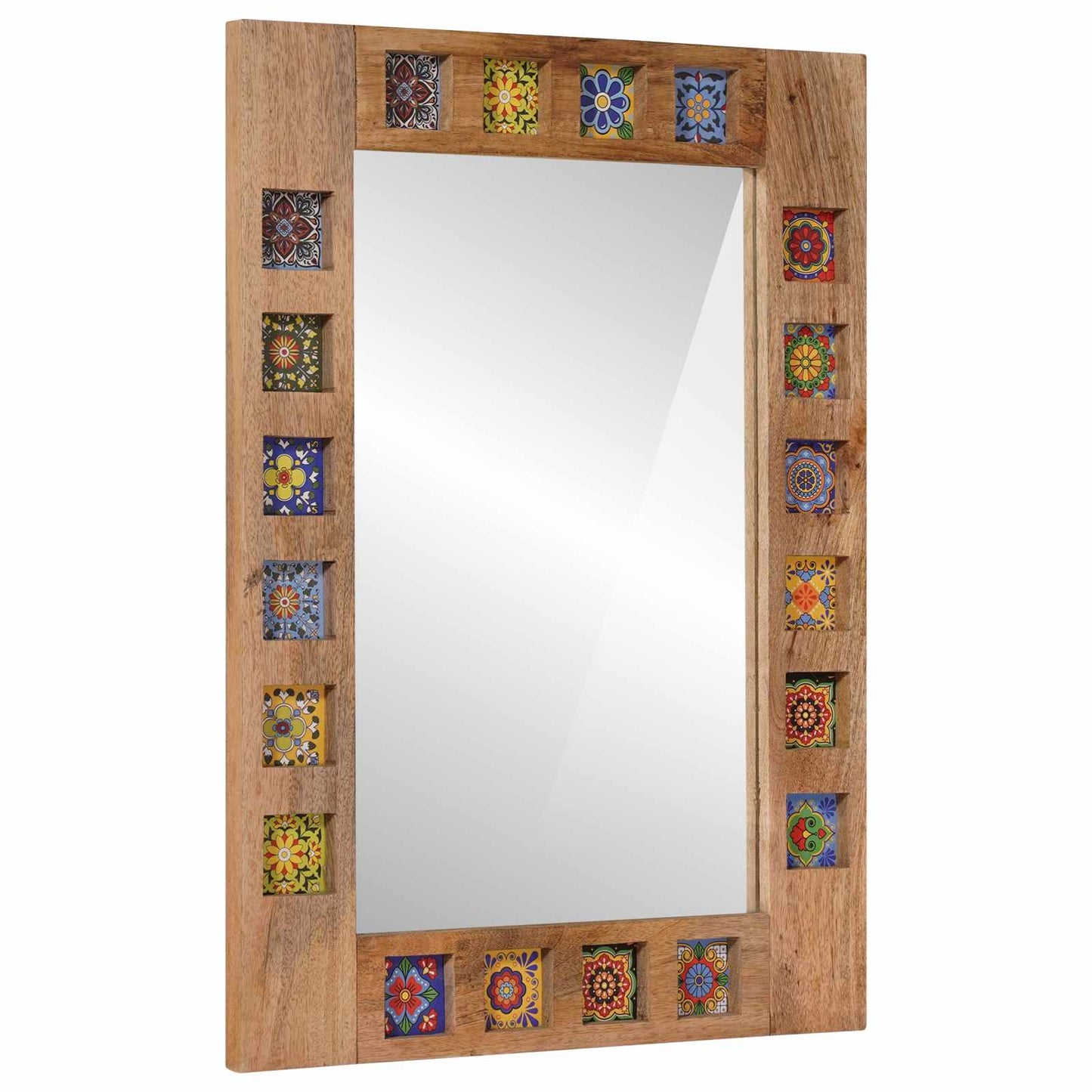 Bathroom Mirror Natural 50 x 70 x 3 cm Solid Mango Wood