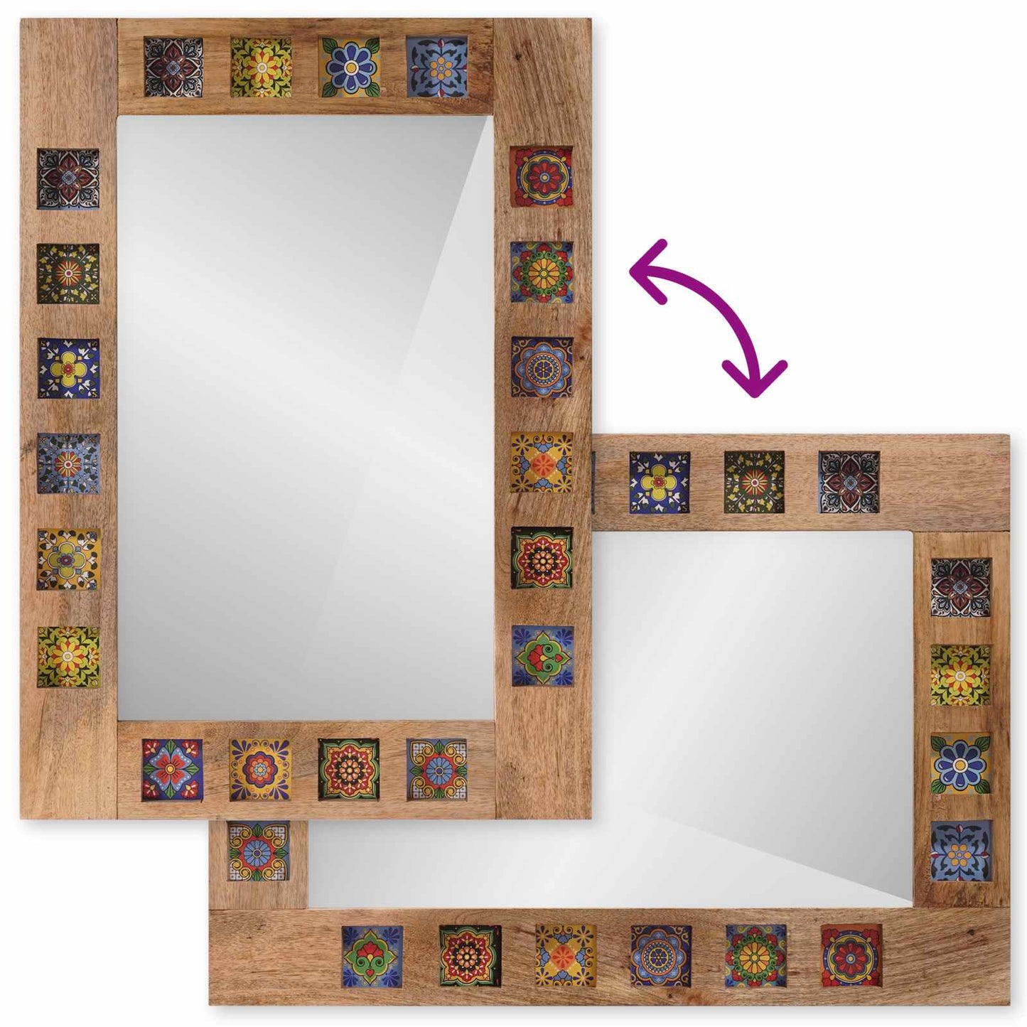 Bathroom Mirror Natural 50 x 70 x 3 cm Solid Mango Wood