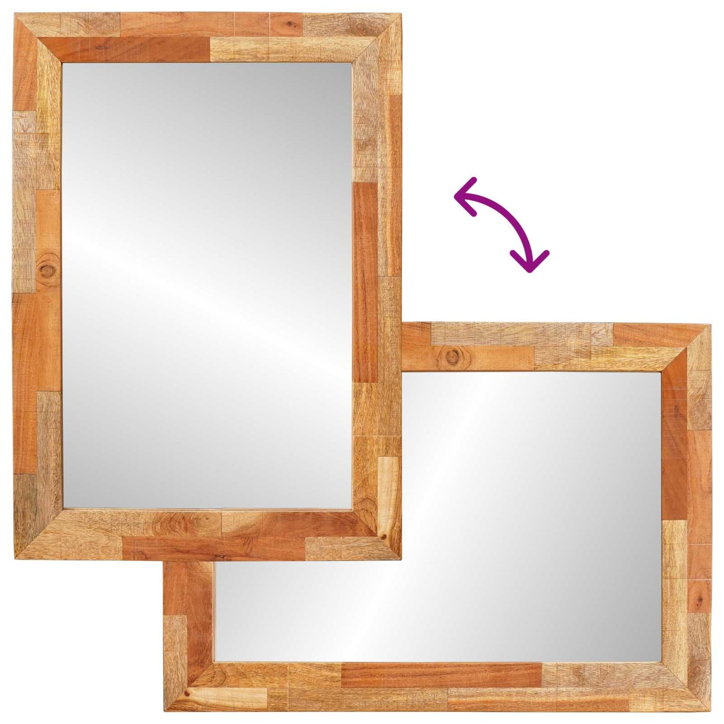 Bathroom Mirror Artisan Oak 50 x 70 x 2.5 cm Solid Mango Wood