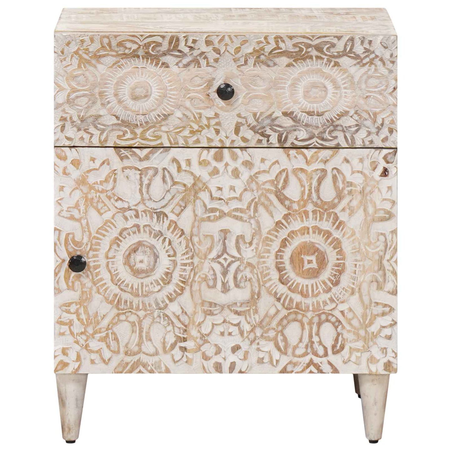 Bed cabinet White 50 x 33 x 60 cm Solid Mango Wood