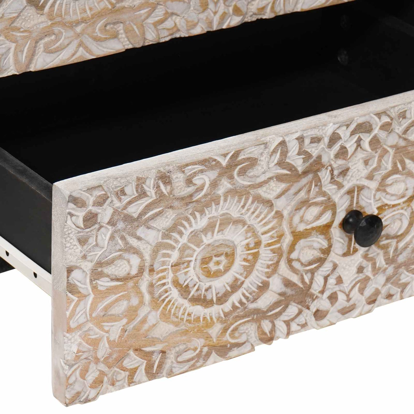Bed cabinet White 50 x 33 x 60 cm Solid Mango Wood
