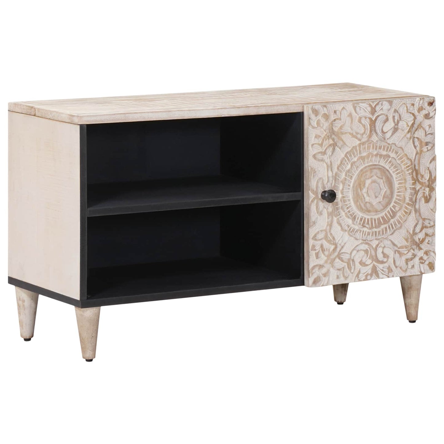TV Cabinet with Shelf White 80 x 31.5 x 46 cm Solid Mango Wood
