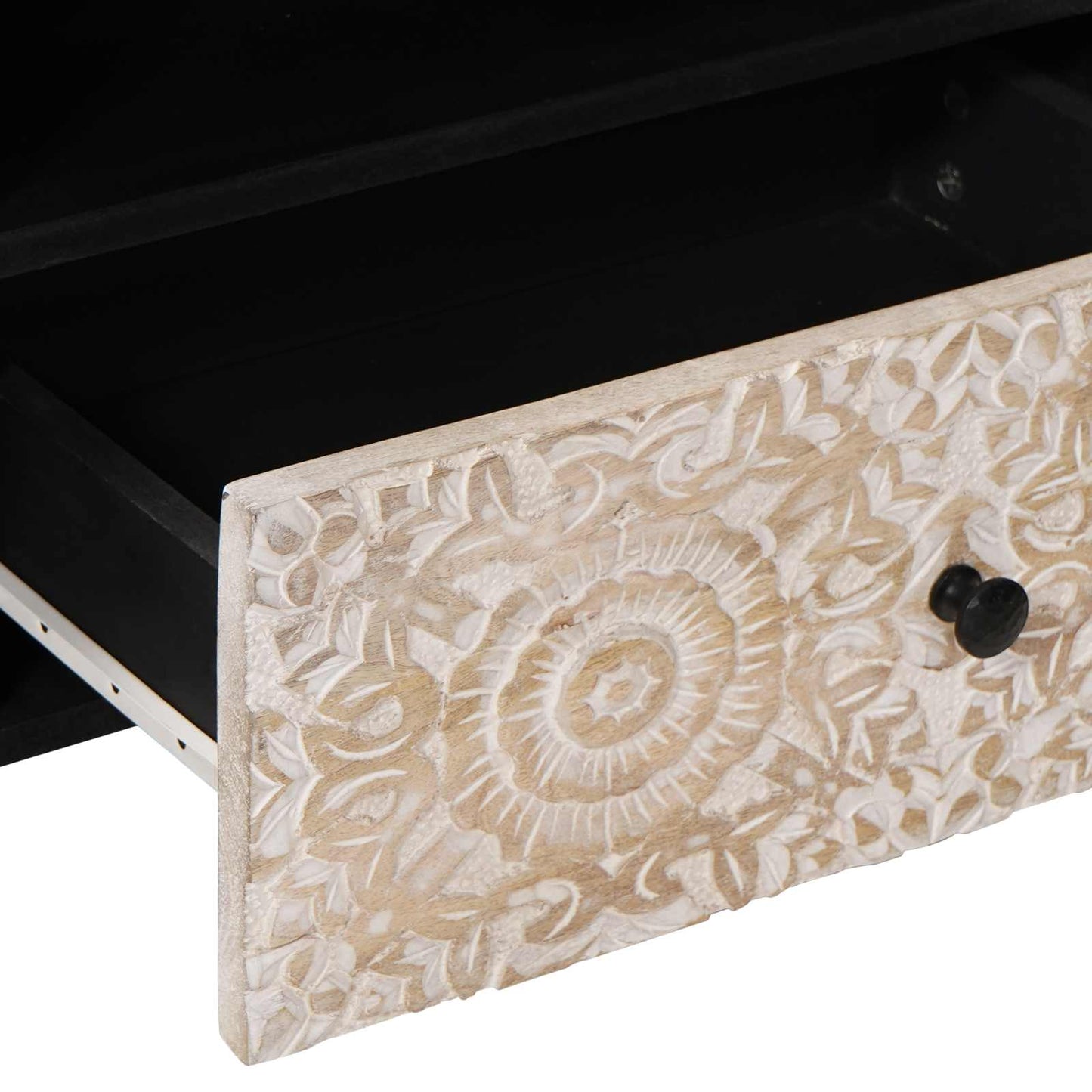 TV Cabinet White 80 x 33.5 x 46 cm Solid Mango Wood