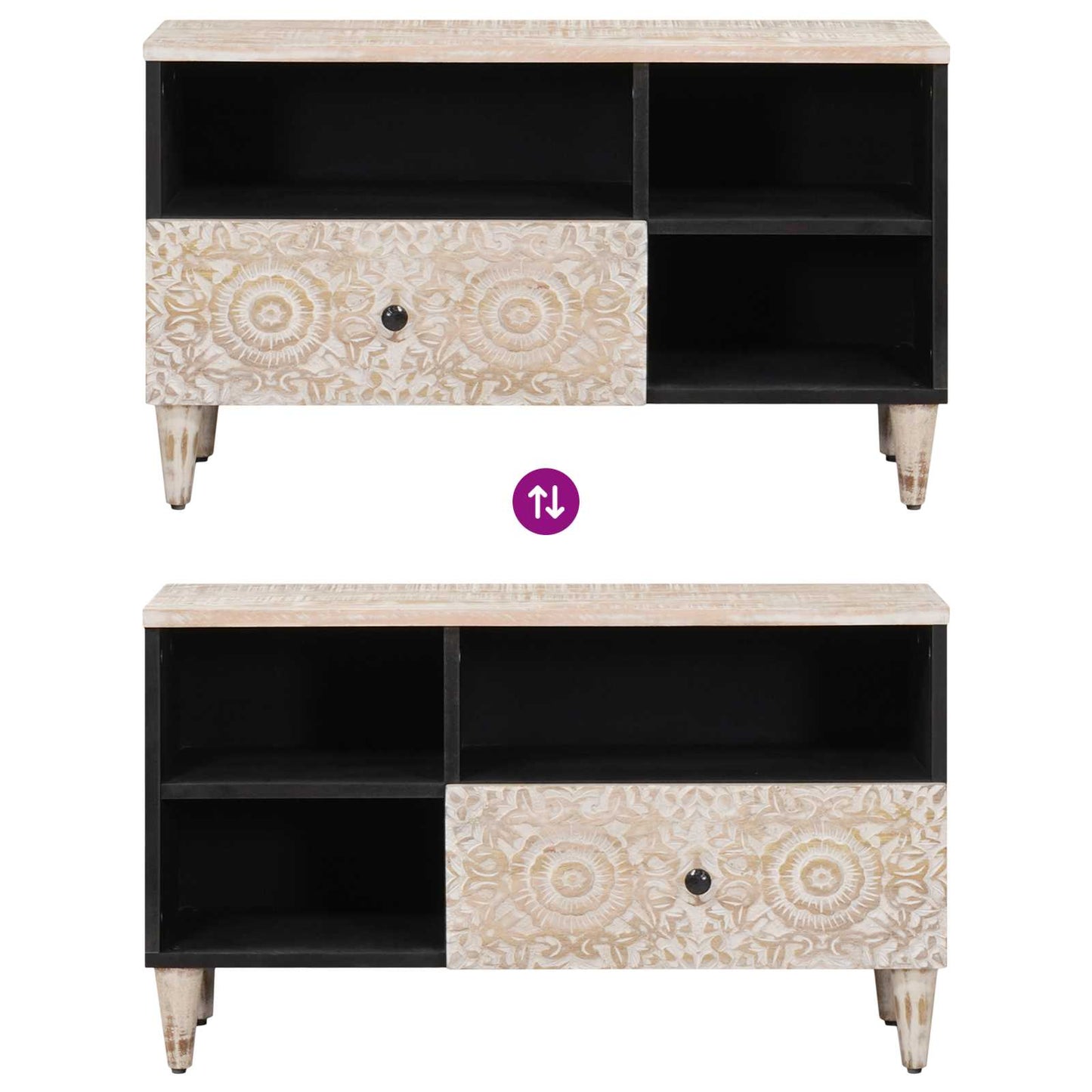 TV Cabinet White 80 x 33.5 x 46 cm Solid Mango Wood