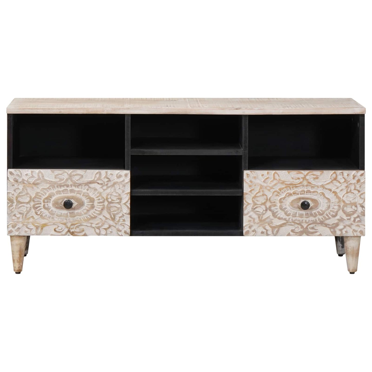 TV Cabinet with Shelf White 100 x 33.5 x 46 cm Solid Mango Wood