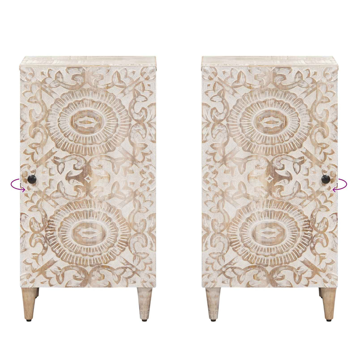 Sideboard with Storage White 40 x 33.5 x 75 cm Solid Mango Wood