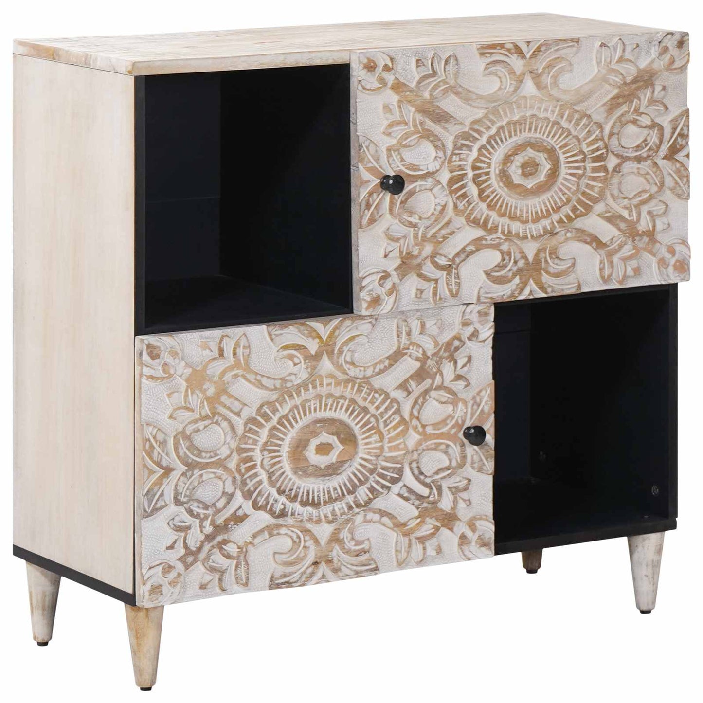 Sideboard with Storage White 80 x 33.5 x 75 cm Solid Mango Wood