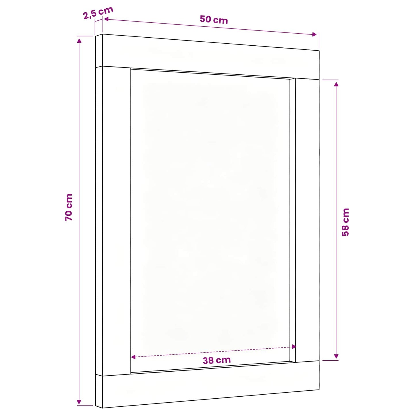 Mirror Multicolour 70 x 50 x 3 cm Glass