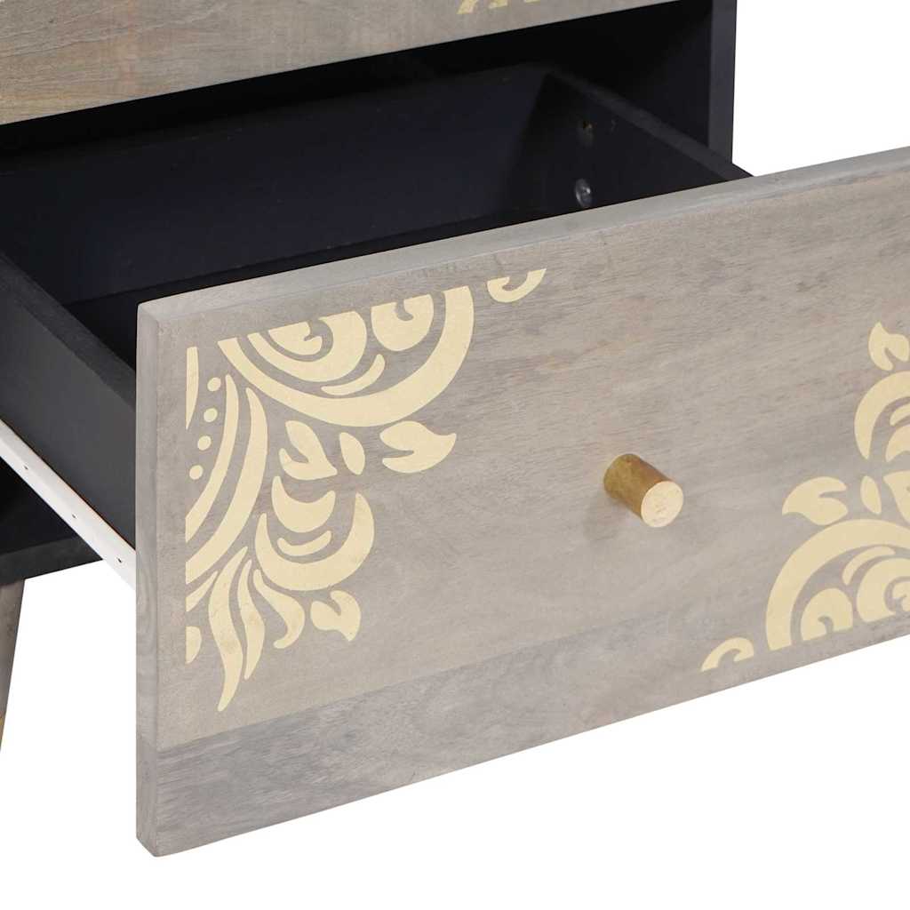 Sideboard Grey and Gold 40 x 33 x 75 cm Solid Mango Wood