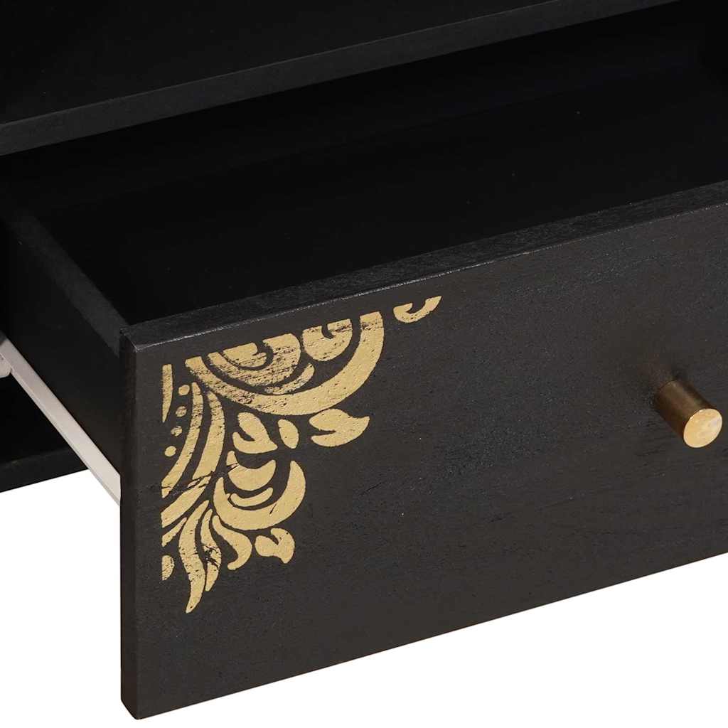 TV Cabinet with Drawer Black 80 x 33 x 46 cm Solid Mango Wood