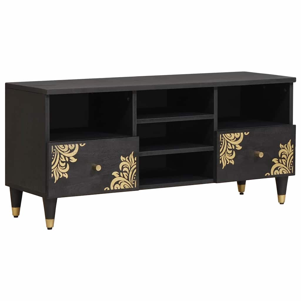 TV Cabinet Black 100 x 33 x 46 cm Solid Mango Wood
