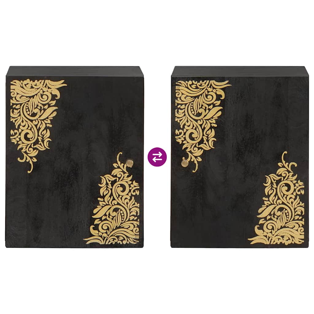 Wall Cabinet Black 38 x 33 x 48 cm Solid Mango Wood