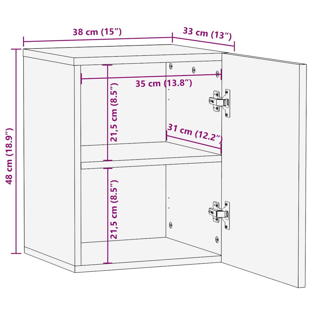 Wall Cabinet Black 38 x 33 x 48 cm Solid Mango Wood