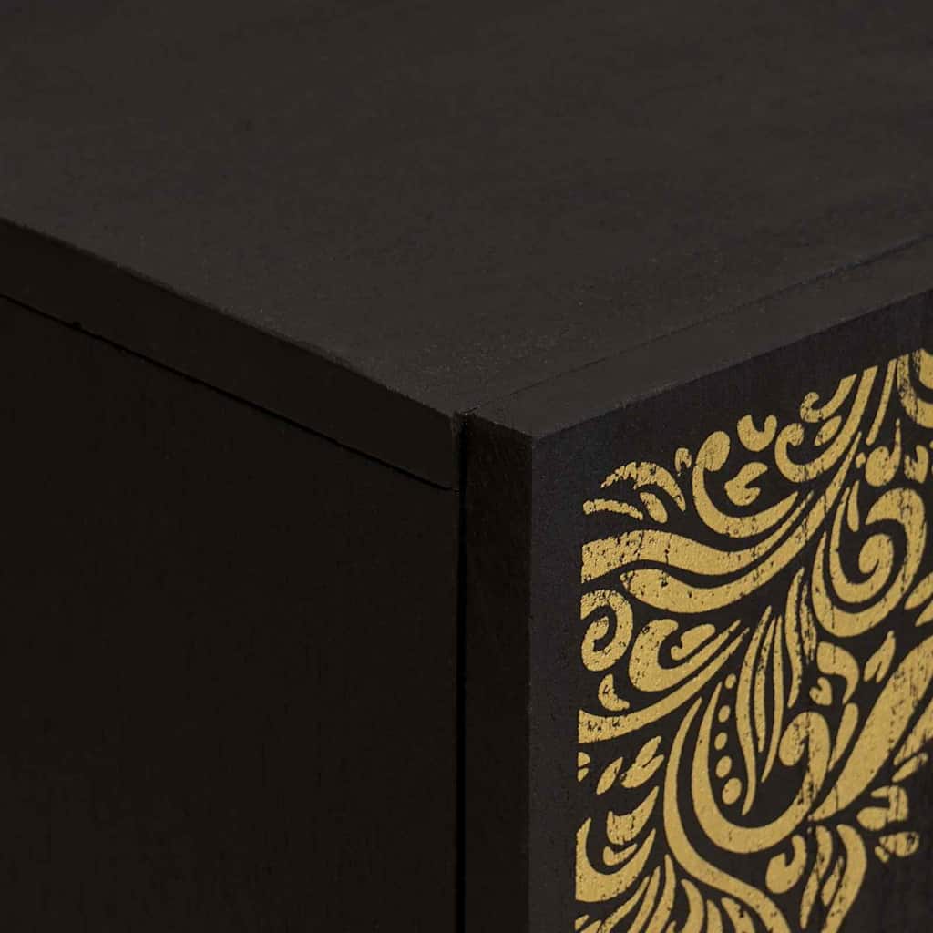 Sideboard with Shelf Black 60 x 33 x 75 cm Solid Mango Wood