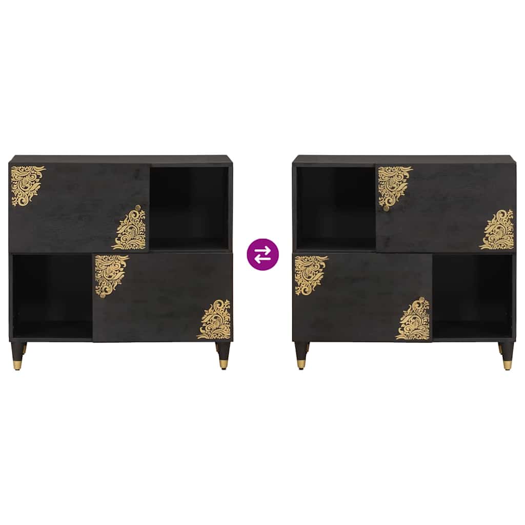 Sideboard Black 80 x 33 x 75 cm Solid Mango Wood