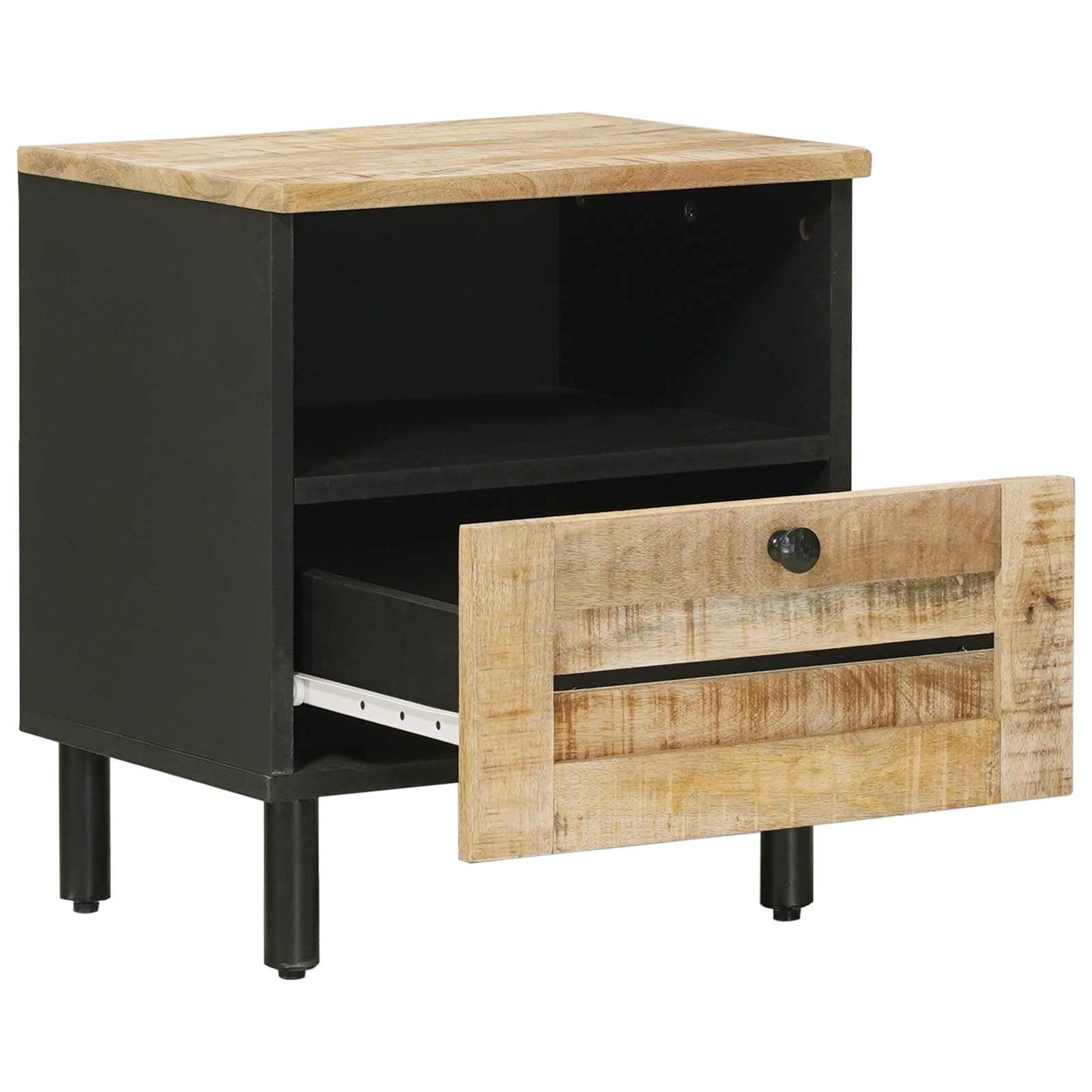 Bedside Table 2 pcs Natural 40 x 33 x 46 cm Solid Mango Wood