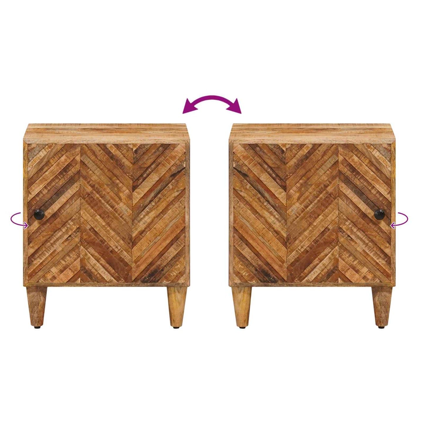 Bedside Table 2 pcs Brown 40 x 33.5 x 46 cm Solid Mango Wood