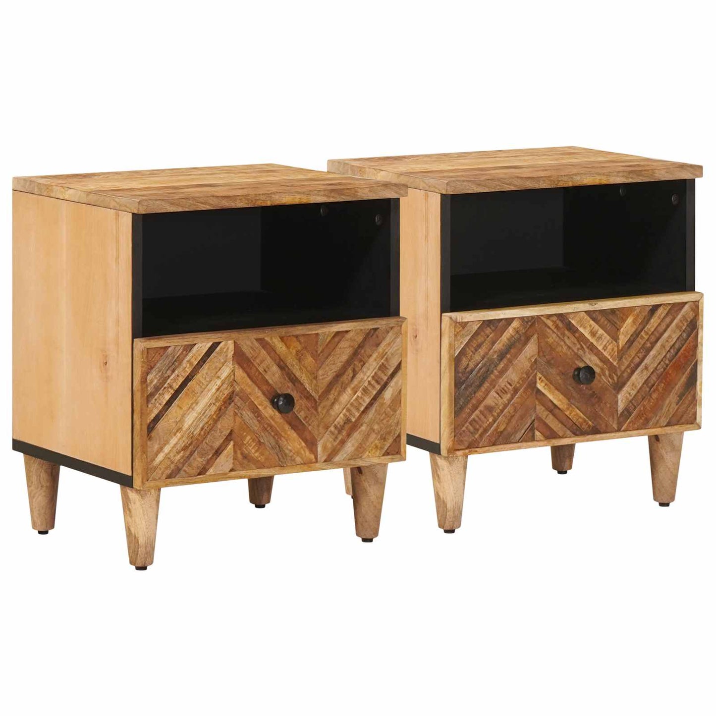 Bedside Table 2 pcs Brown 50 x 33 x 60 cm Solid Mango Wood
