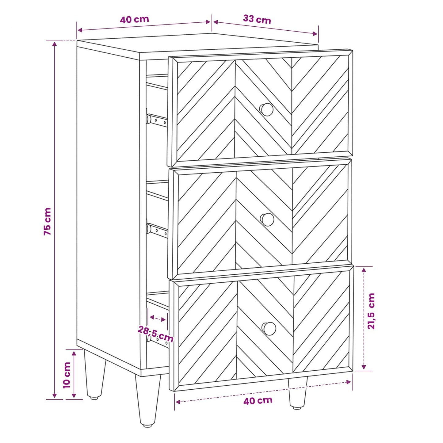 Storage Cabinets Brown 40 x 33.5 x 75 cm Solid Mango Wood