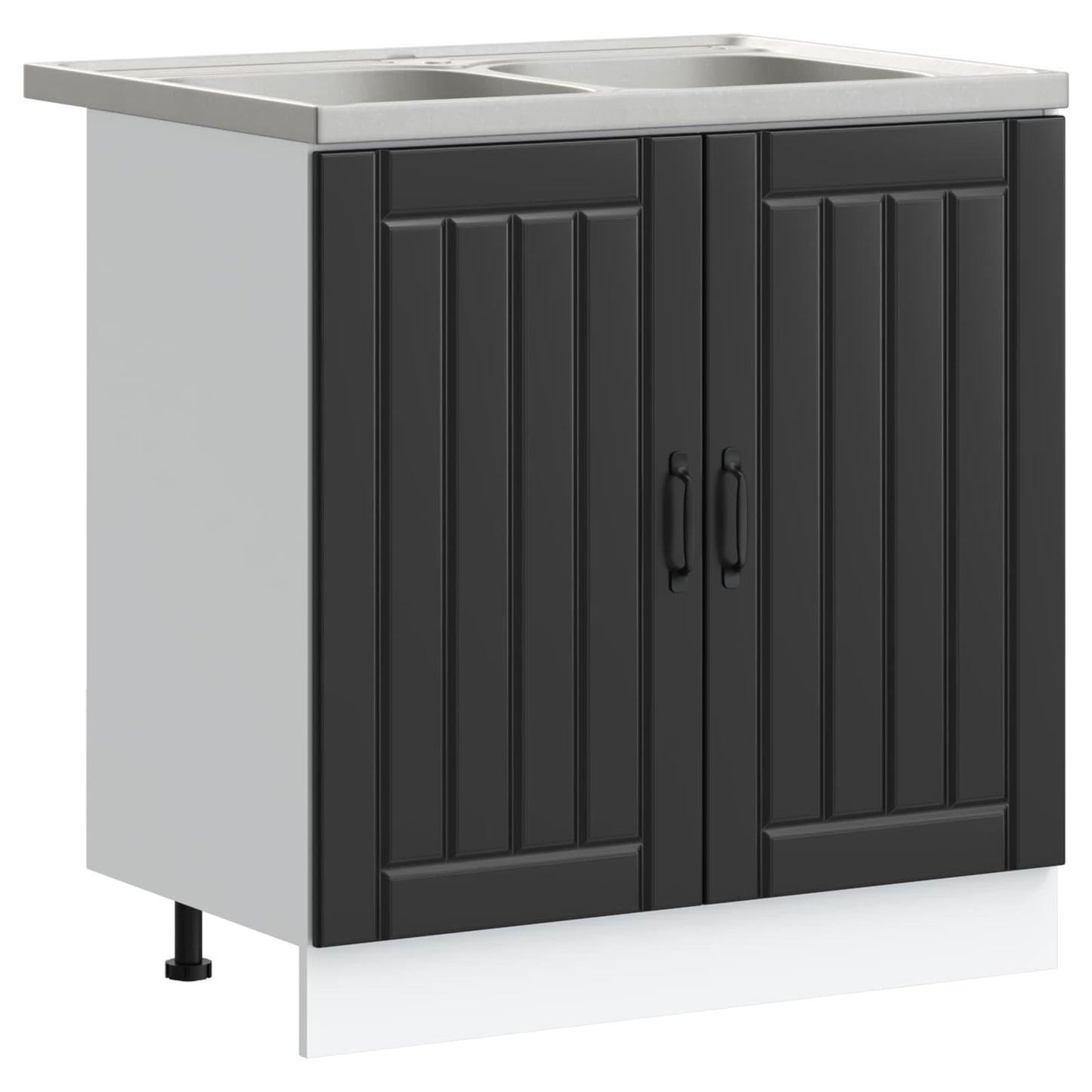Sink Base Cabinet Lucca 2 pcs Black Engineered Wood