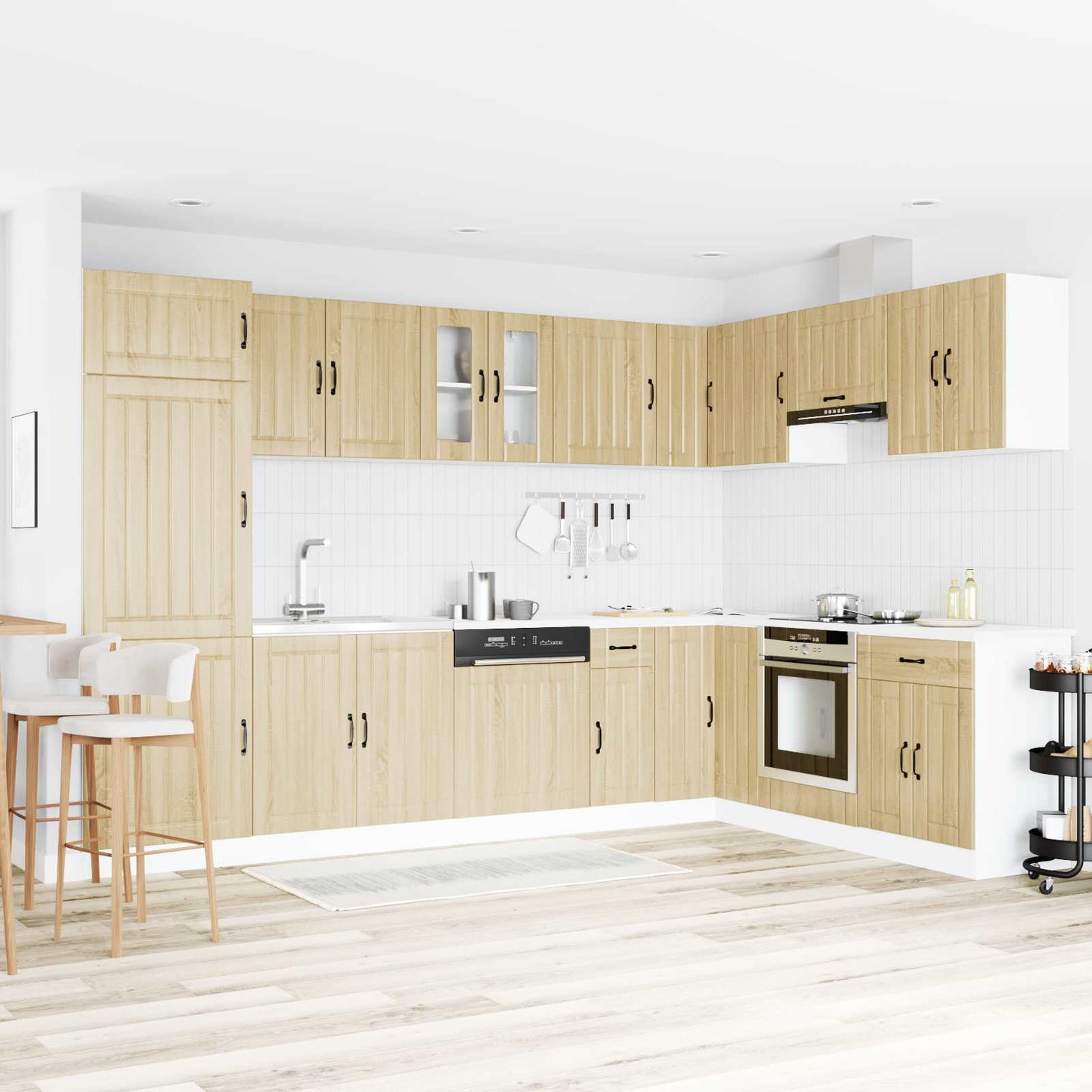 Sink Base Cabinet Lucca 2 pcs Sonoma Oak Engineered Wood