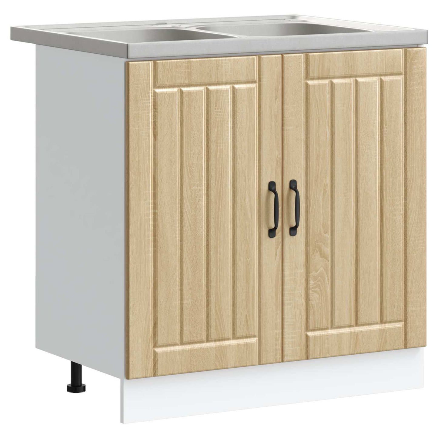 Sink Base Cabinet Lucca 2 pcs Sonoma Oak Engineered Wood