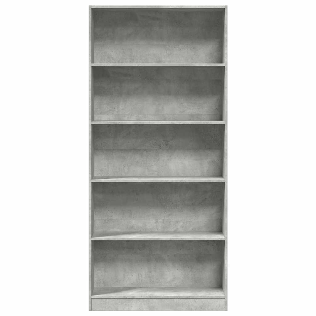 Bookcase Concrete Grey 80x24x176 cm Engineered Wood
