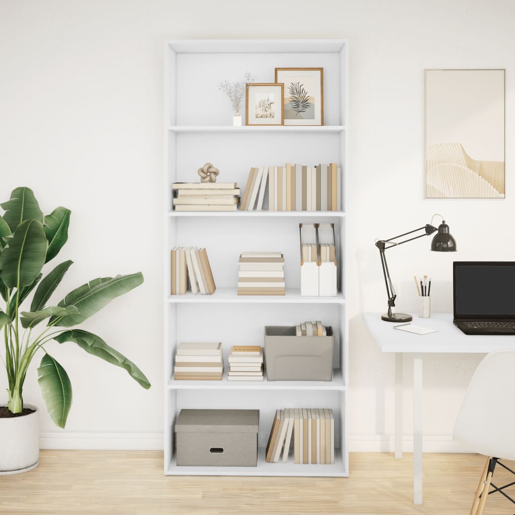 Book Cabinet White 80x30x189 cm Engineered Wood