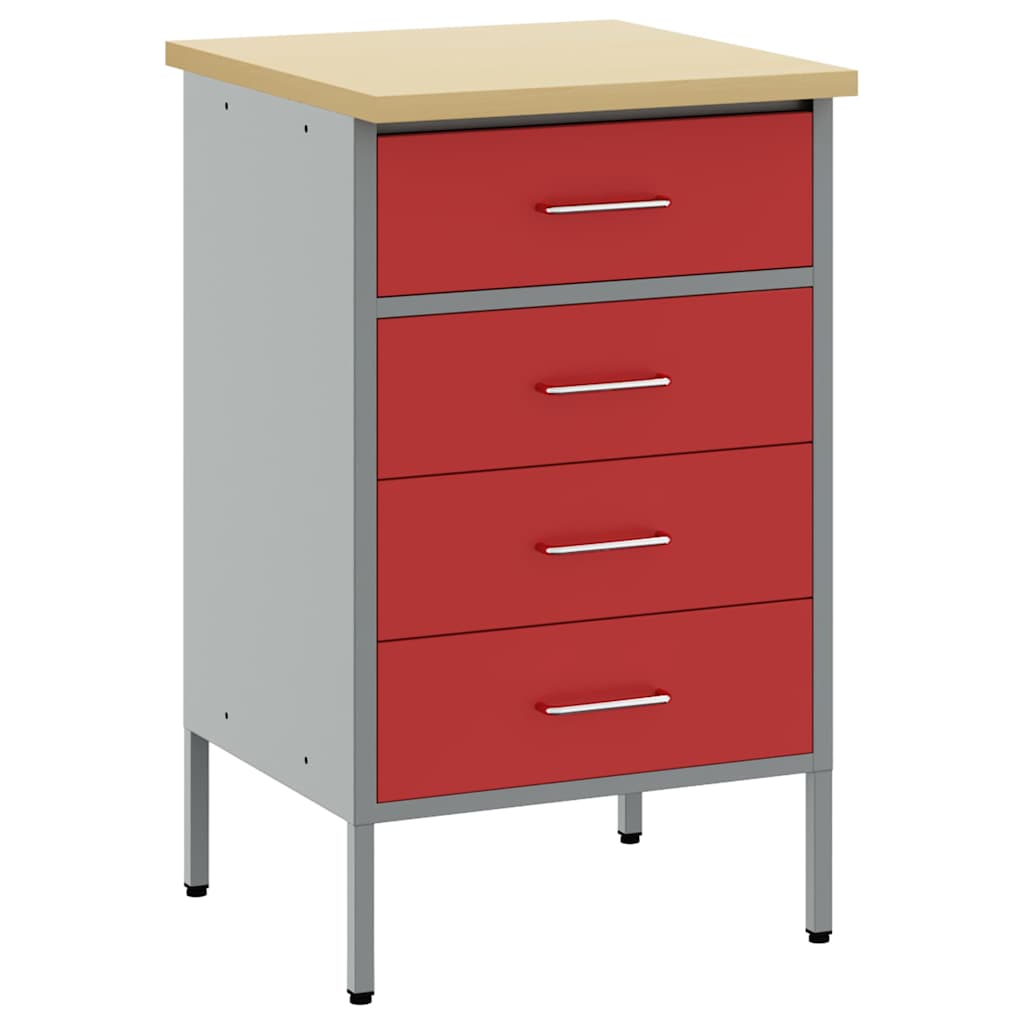 Work Bench with Drawer Red and Grey 50 x 55 x 85 cm