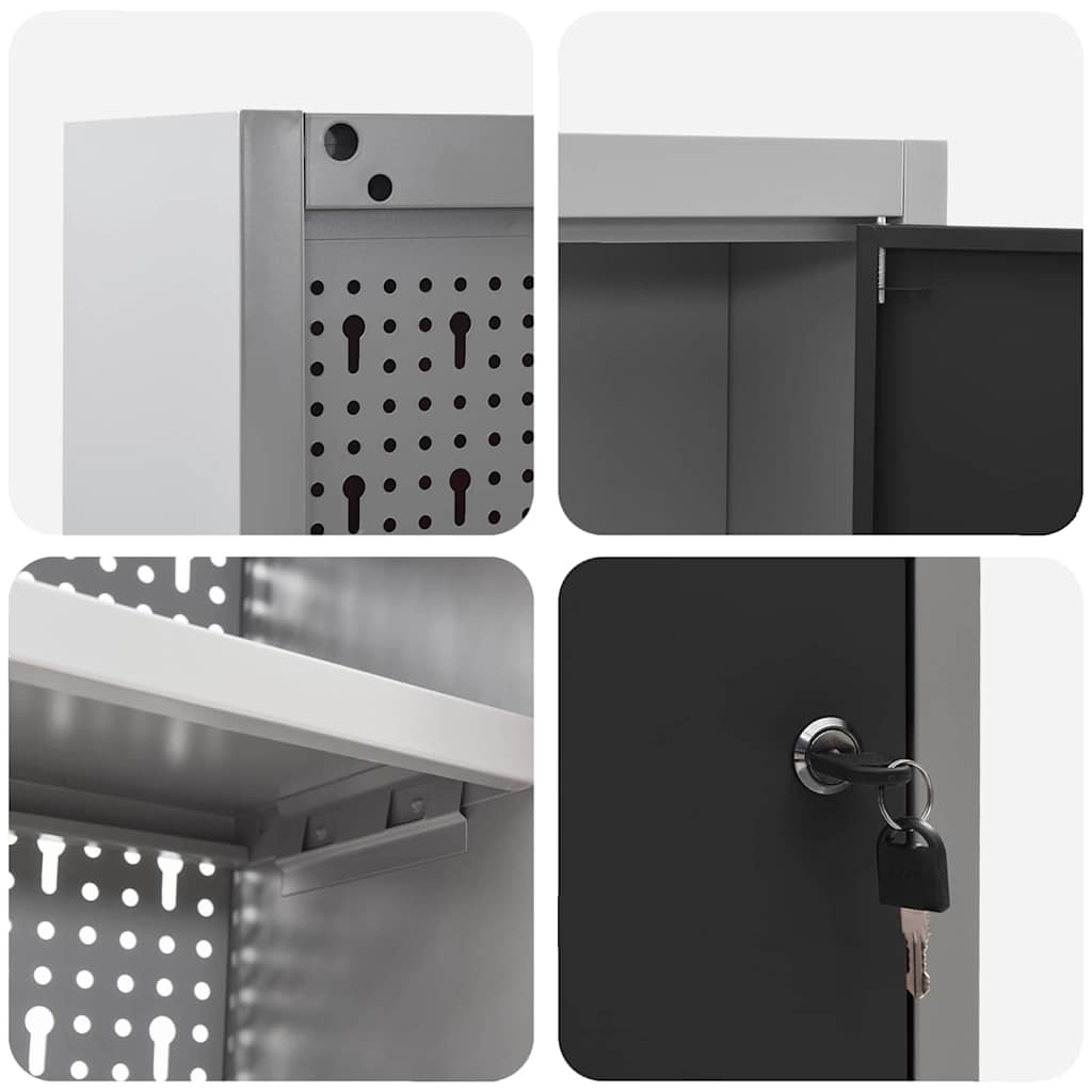 Tool Cabinet with Shelf Black and Grey 100 x 20 x 55 cm