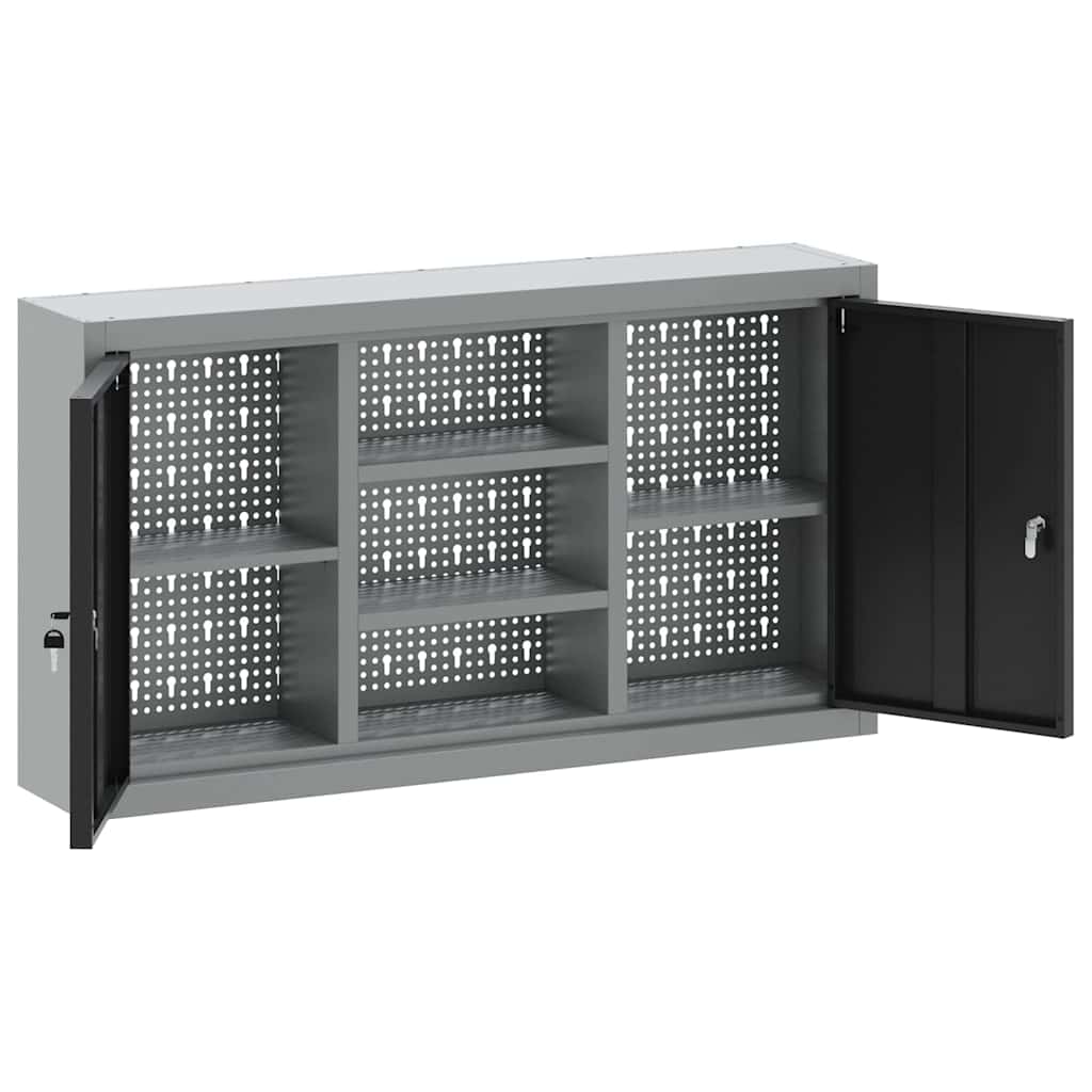 Tool Cabinet with Shelf Black and Grey 100 x 20 x 55 cm