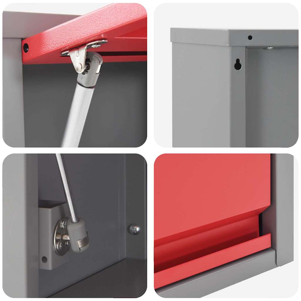 Tool Cabinet with Storage Red and Grey 50 x 25 x 35 cm