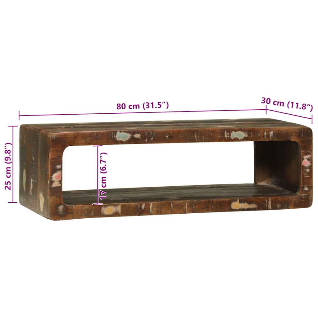 TV Cabinet Multicolour 80 x 30 x 25 cm Solid Reclaim wood