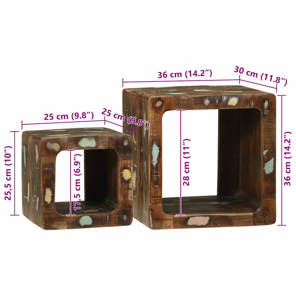 TV Units 2 pcs Multicolour 36 x 30 x 36 cm Solid Reclaim Wood