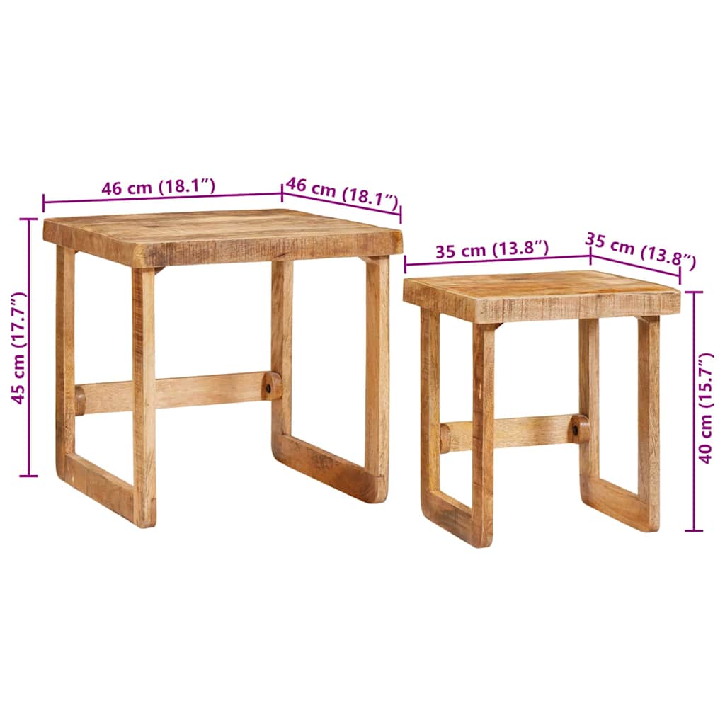 Nesting Tables 2 pcs Brown 46 x 46 x 45 cm Solid Mango Wood