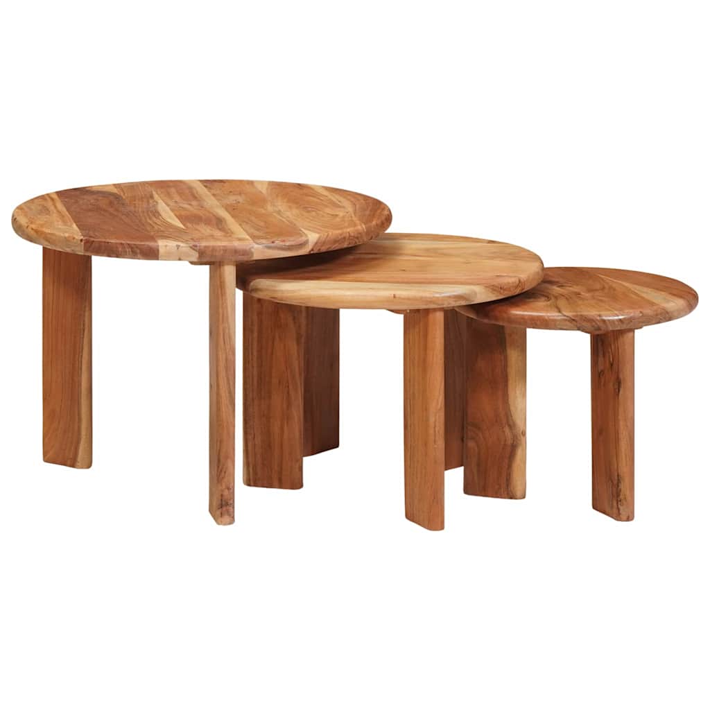 Nesting Coffee Tables 3 pcs Brown Ø 54 x 40 cm