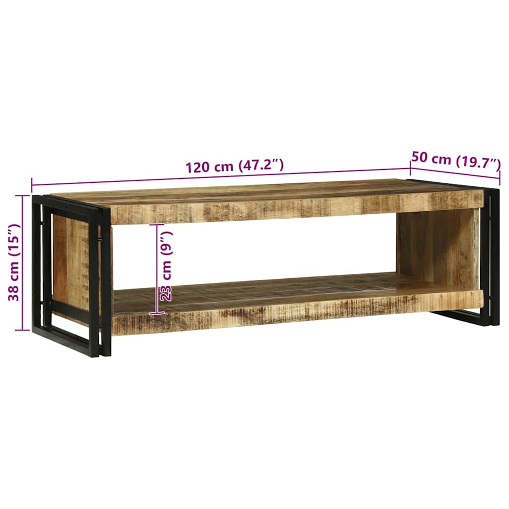 Coffee Table Brown 120 x 50 x 38 cm Solid Mango Wood