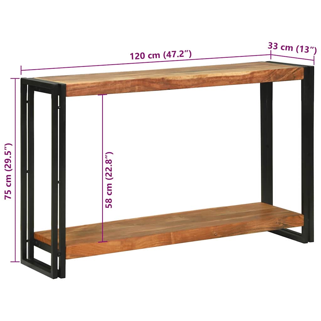 Console Table Brown 120 x 33 x 75 cm Solid Acacia Wood