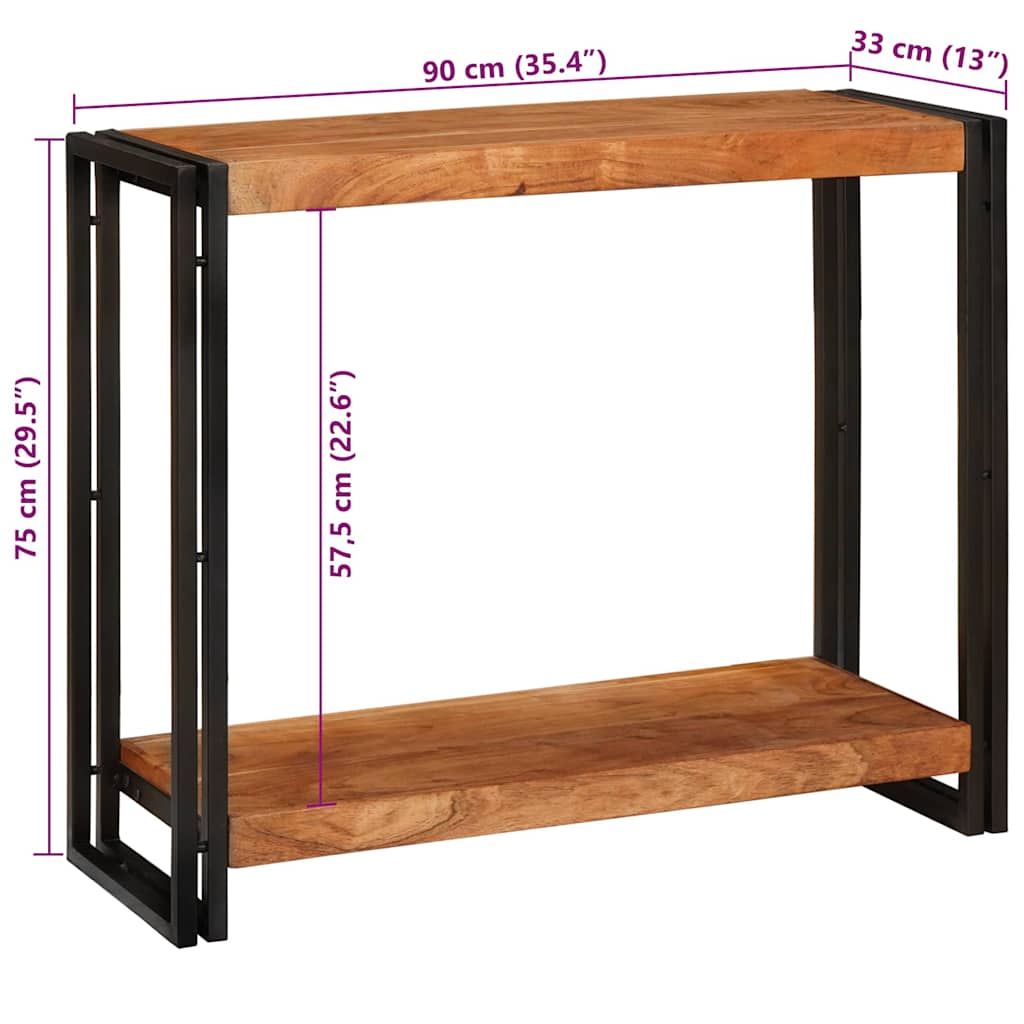 Console Table Brown 90 x 33 x 75 cm Solid Acacia Wood