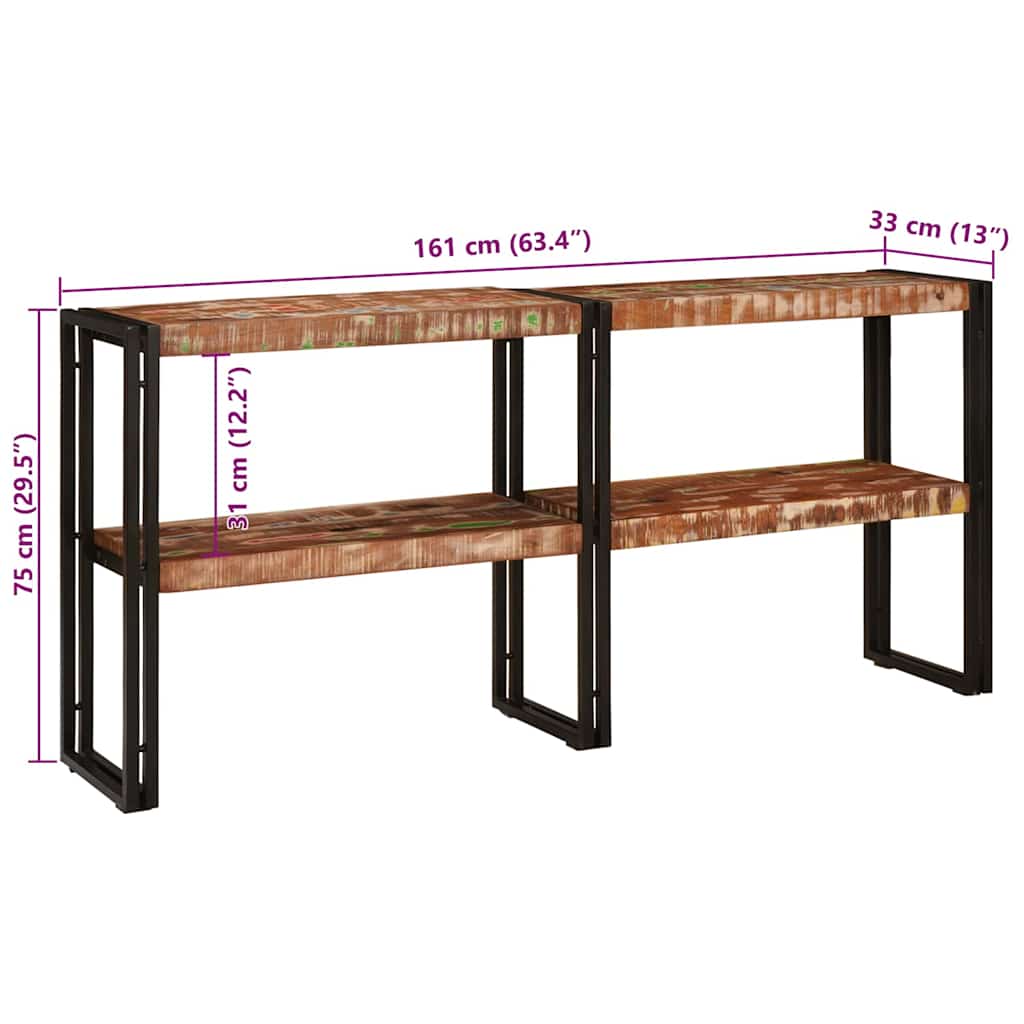 Console Table Multicolour 160 x 33 x 75 cm Solid Reclaim Wood
