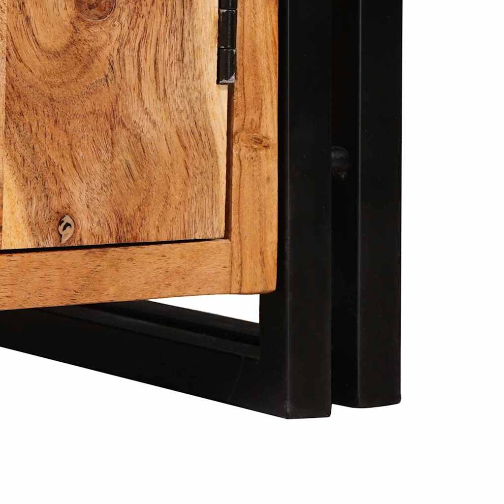 Bookshelf with Doors Brown Solid Acacia Wood and Metal