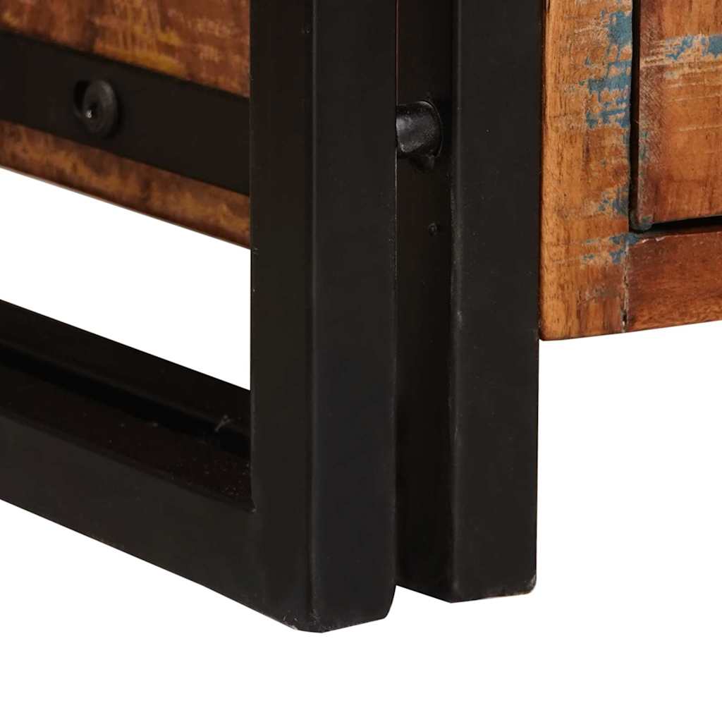 Bookshelf with Doors Brown Solid Reclaimed Wood and Metal