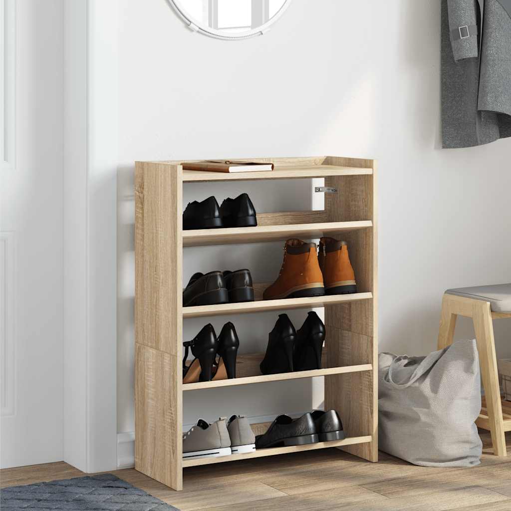 Shoe Rack Sonoma Oak 60x25x81 cm Engineered Wood